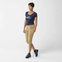 Pantalon de randonnée beige pour femme TREKKER STR 3/4 PANT II W -Vêtements et Equipements Soldes miv8433 9643 6 trek s 3 4 pt w kelp 1