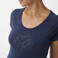 Tee-Shirt bleu pour femme IMJA WOOL PRINT TS SS W -Vêtements et Equipements Soldes miv9006 7317 3 imja wl p ts w saphir 1