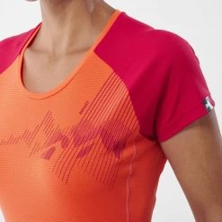 Tee-Shirt orange pour femme ASYM SUMMIT TS SS W -Vêtements et Equipements Soldes miv9034 9663 3 asy summit ss w coral chrome tango 1