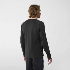 Tee-Shirt en laine mérinos noir pour homme TRILOGY LOGO WOOL -Vêtements et Equipements Soldes miv9187 0247 3 tri logo ls m black noir