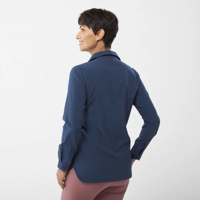 Chemise manches-longues bleu marine pour femme WANAKA LS SHIRT W 3 Chemise manches-longues bleu marine pour femme WANAKA LS SHIRT W – Image 3